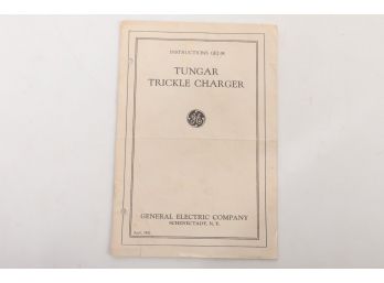 April 1926 General Electric Tungar Trickle Charger Instructions Booklet