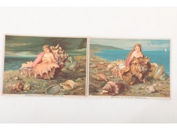 2 Victorian Trade Cards - 'wishing You A Happy Christmas' & 'Wishing You A Prosperous New Year'