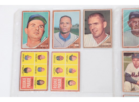 Lot Of 1962 New York Mets Baseball Cards Including Casey Stengel And High Number Rookie Parade Cards