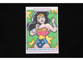 Wonder Woman Original Art Sketch Card By Kidferlife And Cary Vallery