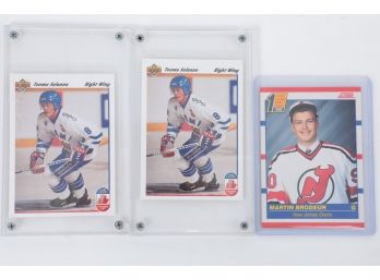 Lot Of 3 Hockey Card Martin Brodeur Rookie Card Plus Teemu Selanne Cards