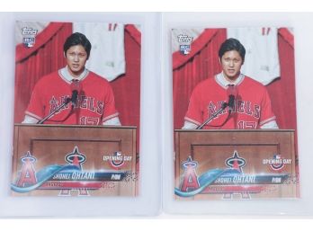 Lot Of 2 Shohei Ohtani Topps 2018 Opening Day Rookie Baseball Cards RC