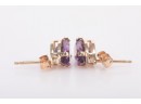 14k Gold Amethyst Ladies Earrings