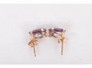 14k Gold Amethyst Ladies Earrings