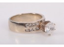 14k White Gold And Diamond Ladies Engagement Ring
