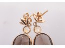 14k Gold Smoked Topaz Earrings