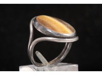 Sterling Silver Tiger Eye Ladies Ring Signed THB