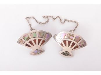Vintage Mexican Sterling Silver Abalone Sweater Clips