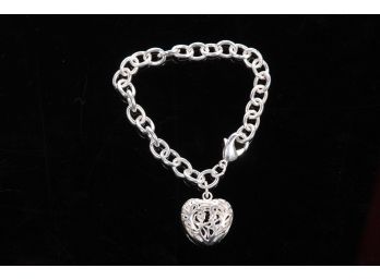 Ladies Sterling Silver Heart Necklace