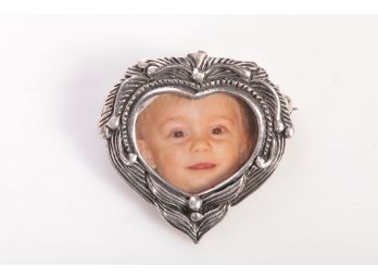 Sterling Silver Heart Frame Pin