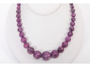 Sterling Silver Clasped Semi Precious Purple Stone Necklace