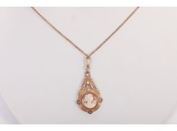 Antique Gold Filled Cameo Necklace