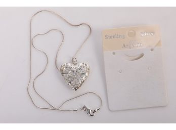 Sterling Silver Heart Locket Ladies Heart Necklace