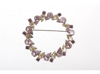 Sterling Silver Colored Stones Brooch