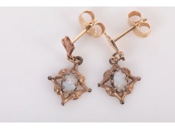 Antique 14k Gold Opal Earrings