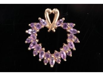 10k Gold And Amethyst Heart Pendant