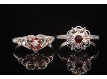 Pair Of English Sterling Silver Ladies Rings