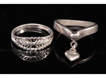 Pair Of Sterling Silver Ladies Rings