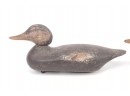 2 Early Matching Wood Duck Decoys With Glass Eyes & Lead Weighting.
