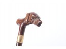 Late 1800 Early 1900 Hand Carved Dog Handle Cane