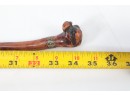 Late 1800 Early 1900 Walking Stick With Hand Carved Dog Heat & Brass Collar Head