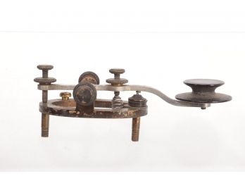 Late 1800 G.N.W. (Great North West) Telegraph Co. 'Land Line' Hand Telegraph Key With Mounting 'Legs'