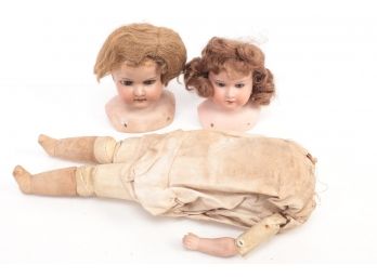 Approx 16' 1800 Armand Marseille Doll Needing Restoration Along With Seperate Roselands Head