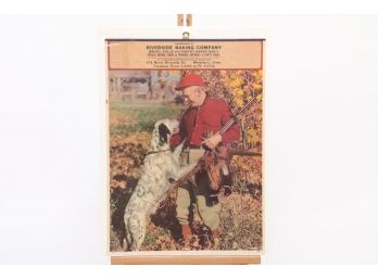 1950 Riverside Baking Co. Waterbury CT Calendar Top Hunting Print