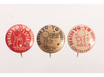 3pc Vintage Duncan Yo-Yo Tourney Pins