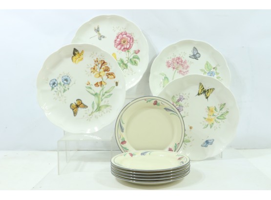Group Of Vintage Lenox Plates Butterfly Meadow & Poppies On Blue