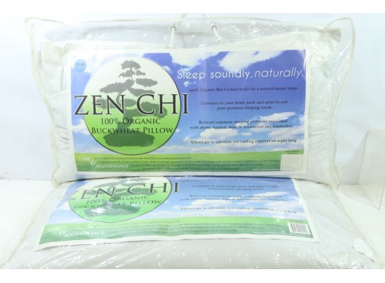 2 ZEN CHI Buckwheat Pillow- Organic King Size (20'X36') W Natural Cooling