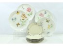 Group Of Vintage Lenox Plates Butterfly Meadow & Poppies On Blue