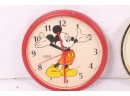 Group Of Vintage Mickey Mouse Items Includes Clock, License Plate, Tray & Stick