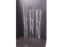 Group Of 3 Glass Cylinders  24' Tall With 1 Holder