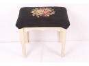 Vintage Stool With Hand Crocheted Top