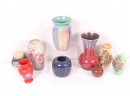 Group Of Vintage Vases Some Marked On Bottom Drip Pottery Etc