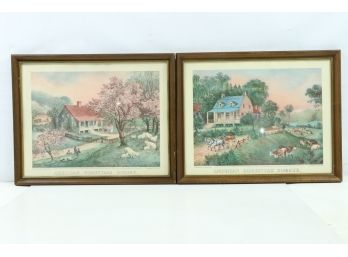 Pair Of Framed Currier & Ives  American Homestead Prints