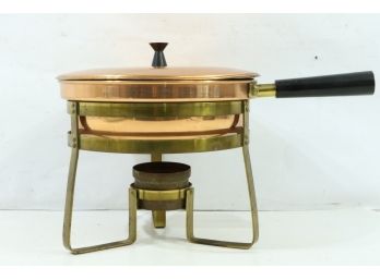 Vintage Copper Brass Chafing Dish  With Stand Sterno Holder 5 Pc Set