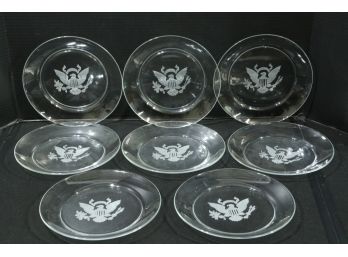 Set Of 8 Vintage Arocroc Clear Dishes With Eagle
