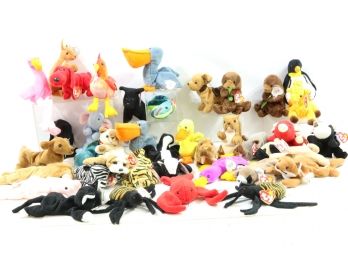 Large Group Of 38 Un-Searched Beanie Babies Rare?