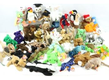 Large Group Of 50 Un-Searched Beanie Babies Rare?