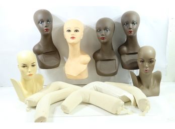 Group Of 6 Mannequin Heads Hard Plastic & Arms?