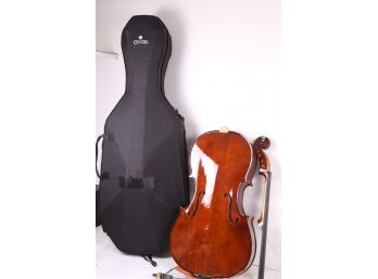 Cecilio 4/4CCO-100 Varnish Finish Cello Kit With Hard Case, Full-size - Natural For Parts/Repair