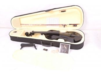 Mendini By Cecilio Violin For Kids & Adults W/Hard Case, 4/4 - Black