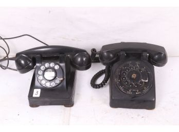 Pair Of Vintage Western Electric Black Rotary Phones