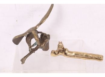 Vintage Brass Squirrel Nut Cracker & Eagle Figurine