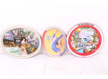 Group Of 3 Vintage Trays 1984 McDonald's Olympic, Vicks 75th Anniversary & 1982 Coca Cola Worlds Fair