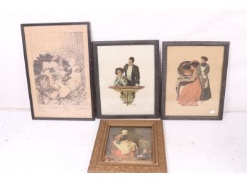 Group Of 4 Vintage Framed Art Prints