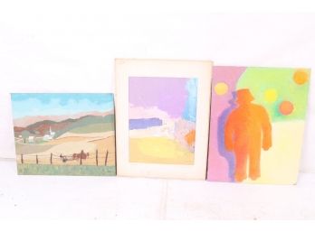 Group Of 3 Hand Painted Painting 2 Are Signed