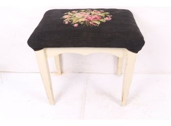 Vintage Stool With Hand Crocheted Top